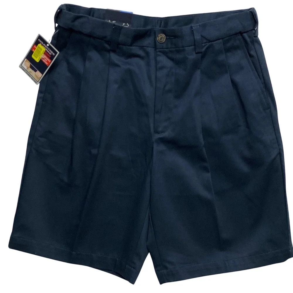 Roundtree & Yorke Travel Smart Mens‎ Pleated Shorts Expander Waistband 30 NWT